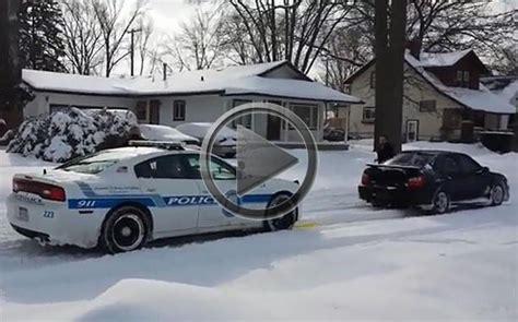 Subaru Wrx Sti Pulls Stuck Police Car Out Of Snow