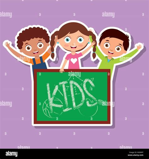 Portrait Group Three Boys Girl Stock Vector Images Alamy