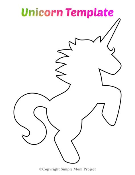 Free Printable Unicorn Template Simple Mom Project In 2020 Unicorn