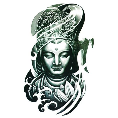 Yeeech Temporary Tattoos Sticker For Men Women Large Fake Buddha Tribal