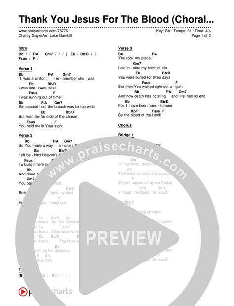 Thank You Jesus For The Blood Choral Anthem Satb Chords Pdf Charity