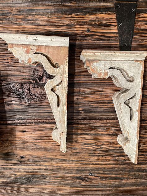 Rustic Wooden Corbels Pair Etsy