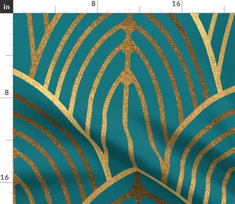 Faux Gold Curtain Panel Art Deco Arches Teal Large By Etsy