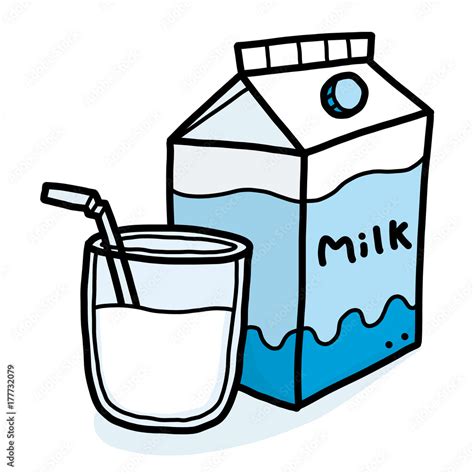 milk cartoon vector and illustration hand drawn style isolated on white background เวกเตอร์