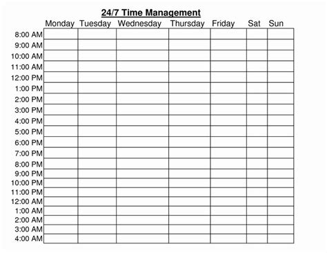 24 Hour Schedule Template Elegant 24 Hour Time Management Chart