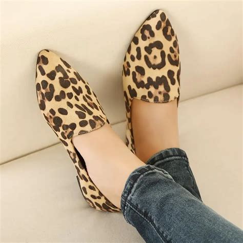 Plus Size 33 43 New 2014 Spring Fashion Leopard Print Pointed Toe Flats