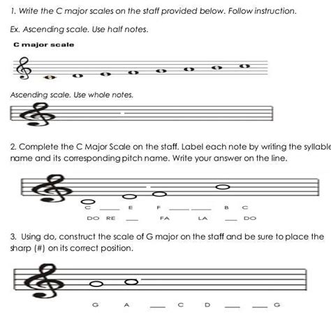 1write The C Major Scales On The Staff Provided Below Follow