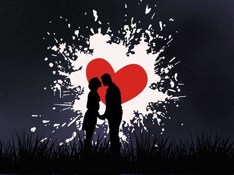 Download Mobile Wallpaper Heart Kiss Silhouettes Love Couple Pair