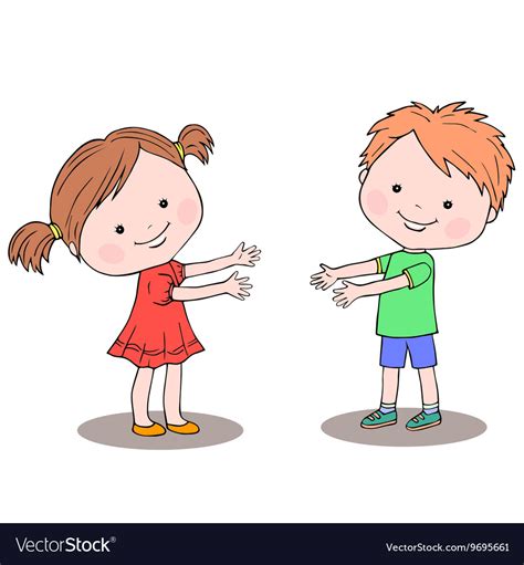 Little Girl And Boy Standing Next To Each Other Vector Image