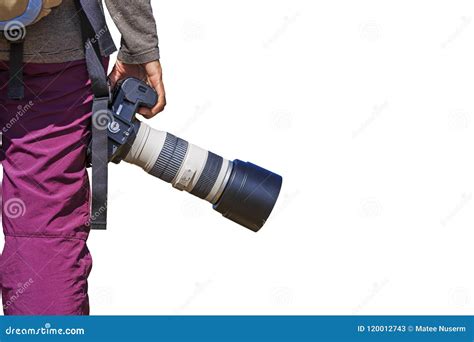 Photographer Holds Her Dslr Camera Stock Image Image Of Photographer