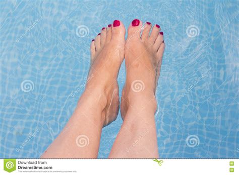 Woman Legs On Pool Water Summer Stock Photo Image Of Blue Toes