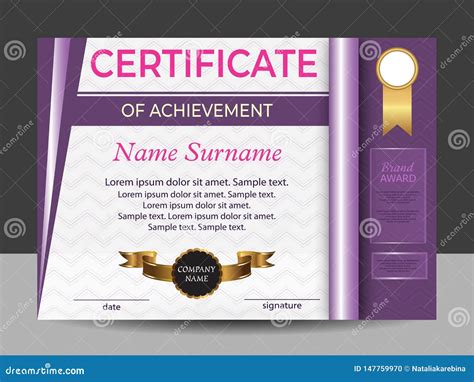 Purple Certificate Template Icon Isolated On Yellow Background