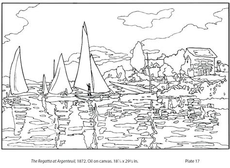 Water lilies evening effect by claude monet coloring page from. Claude Monet - The Regatta at Argenteuil | Coloring pages ...