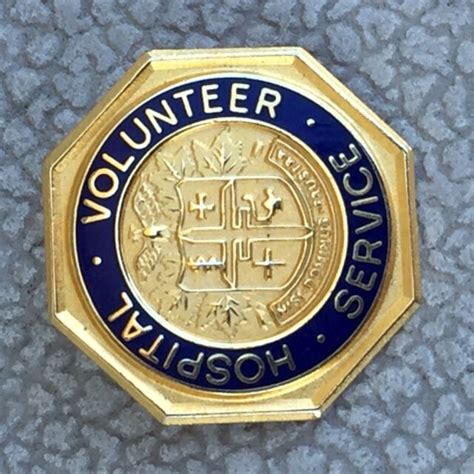 Vintage Hospital Volunteer Service Gold Tone Enamel Pin Pinback Ebay