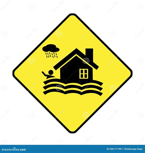 Warning Sign Flood Warning Signs Or Flood Prone Warning Signs Isolated