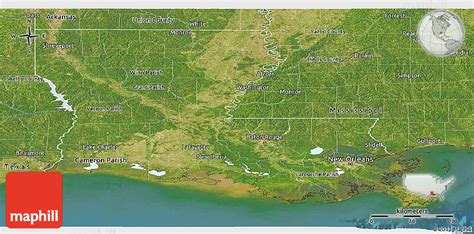 Satellite Panoramic Map Of Louisiana
