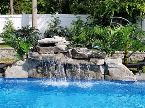Best diy pool fountain from diy pool fountain ideas. This is our 4 Foot Double artificial rock swimming pool waterfall kit in the color pattern gray ...