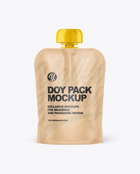 Kraft Paper Doy Pack Mockup On Yellow Images Object Mockups Packaging