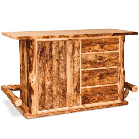 Elkhorn Amish Kitchen Bar Rustic Amish Log Furniture Cabinfield