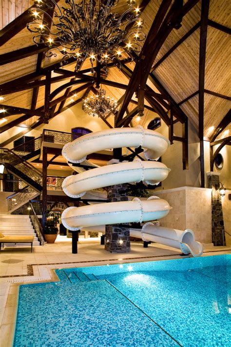 Amazing 3 Story Indoor Swimming Pool With Water Slide Rock Climbing