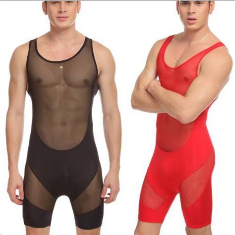 Buy 1pcs Mens Sexy Sheer Mesh Bodysuits Bodywear Brand See Through Gay Wear