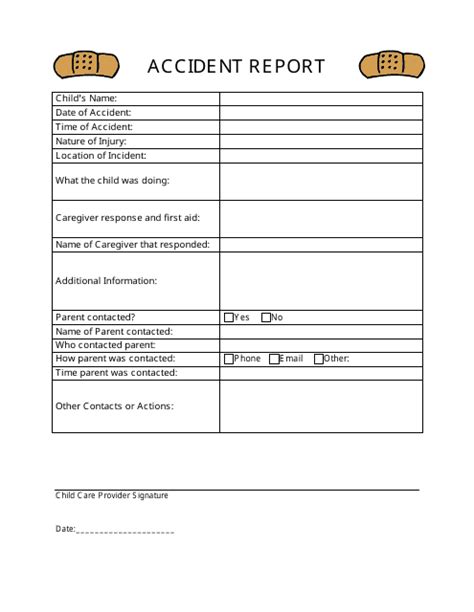 Childcare Accident Report Template Fill Out Sign Online And Download