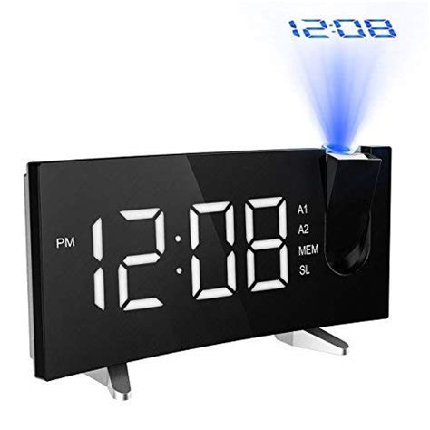 Pictek Projection Alarm Clock Alarm Clock With 5 Inch Large Curved Led