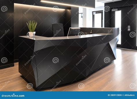 Reception Desk With Sleek And Modern Design Ready To Greet Guests