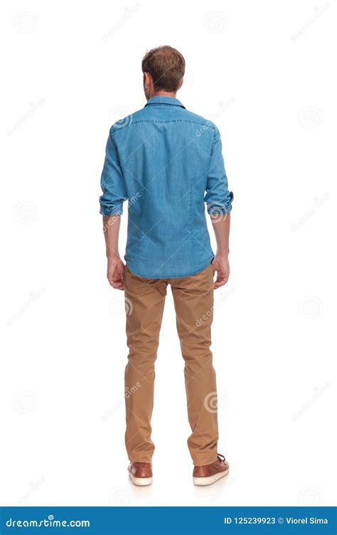Back View Of A Casual Man Standing Stock Image Image Of Person