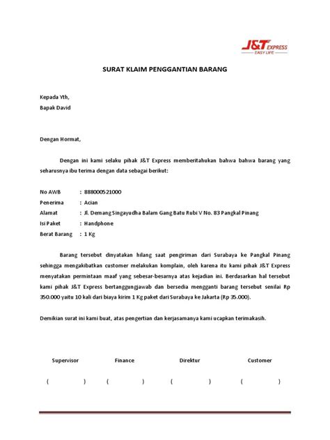 Dalam hal ini, pengadaan semua inventaris kantor yang digunakan tentu. Contoh Surat Klaim Asuransi Barang Hilang - Kumpulan ...