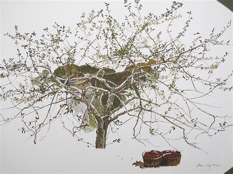 Vintage After Picking Andrew Wyeth Signed Red Apple Tree Lithograph