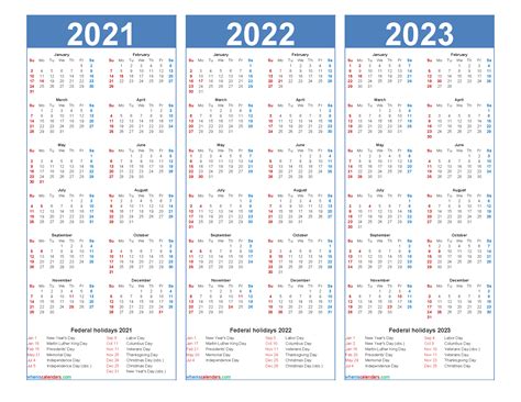Free Printable 2021 And 2022 And 2023 Calendar Word Pdf Free