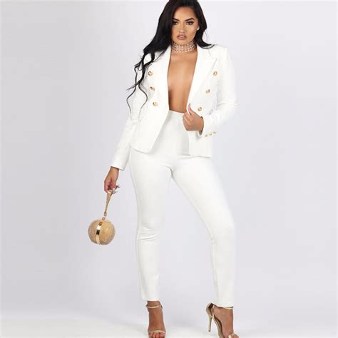 2020 Sexy Work Pant Suits Ol 2 Piece Set For Women Business Interview Suit Set Uniform Blazer