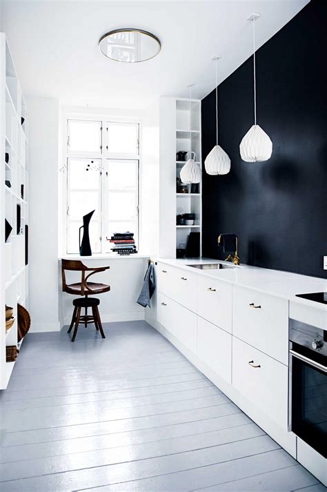 Black and white kitchen with stainless steel appliances. decordots: Two looks of a small kitchen with amazing open ...