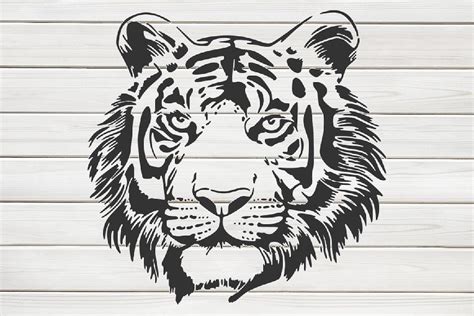 Detailed Tiger Face Stencil Model Template Design Print Etsy