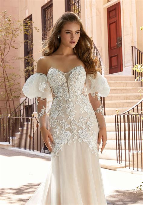 Morilee Tulle Pouf Sleeves With Frosted Lace Style 11437