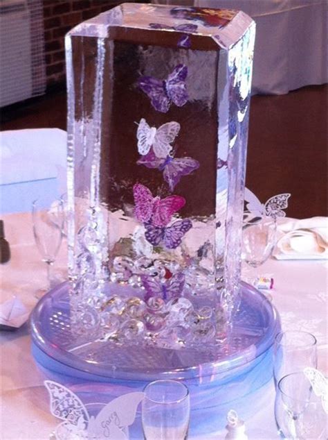 dancing butterfly ice table centrepiece from ice styling sweet 15 party ideas quinceanera