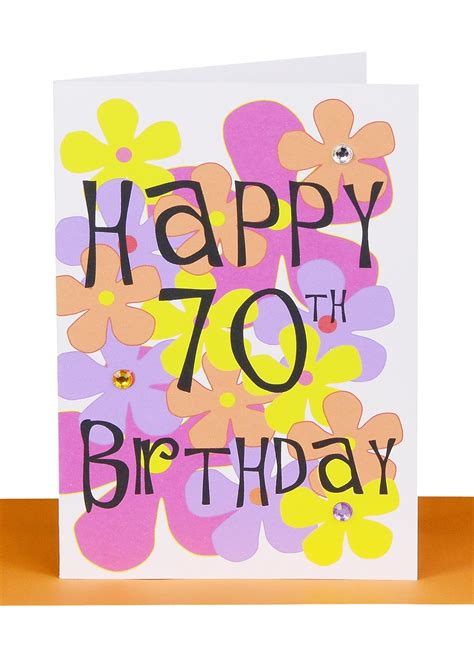 Happy 70th Birthday Greeting Card Flowers Lils Cards