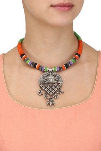 Zevar By Geeta Sterling Silver Beads Pendant Tribal Necklace Boho Style