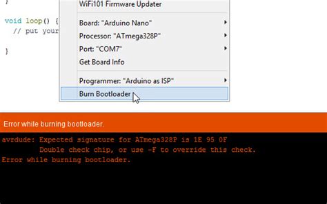 I Can T Burn Bootloader Into Nano Atmega328P AU Microcontrollers