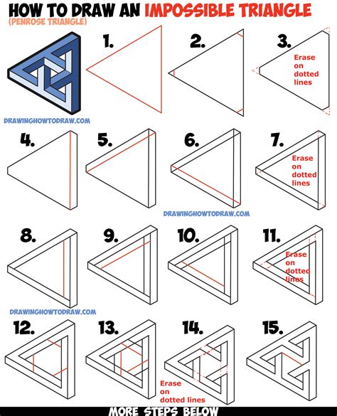 Optical illusion triangle 3d drawing easy, cool drawing for kids. How to Draw an Impossible Triangle (Penrose Triangle) That ...
