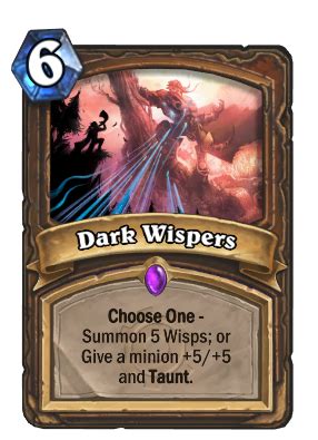 + hearthstone druid deck builds icy veins 01 oct 2020 they also make a practical and comfortable addition to a deer or turkey blind. Dark Wispers - Druid Card - Hearthstone - Icy Veins