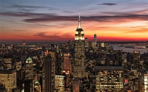 Télécharger Fonds Décran New York City Manhattan Soirée Coucher De