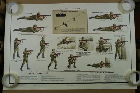 Authentic Soviet Russian Ussr Military Poster Akm Kalashnikov Rifle