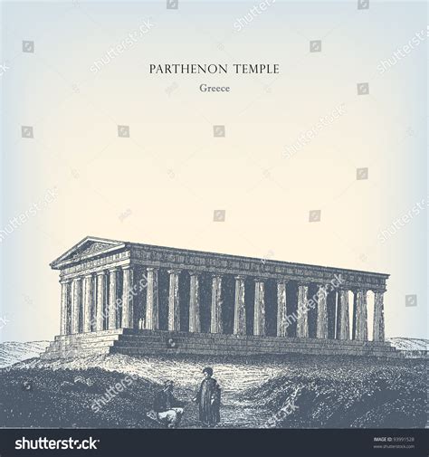 Engraving Vintage Parthenon Temple Complete Encyclopedia Stock Vector