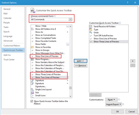 Show Autopreview For Unread Messages Outlook Tips
