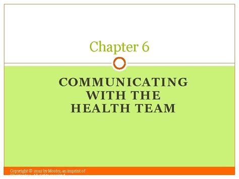 Chapter 6 Communicating With The Health Team Copyright