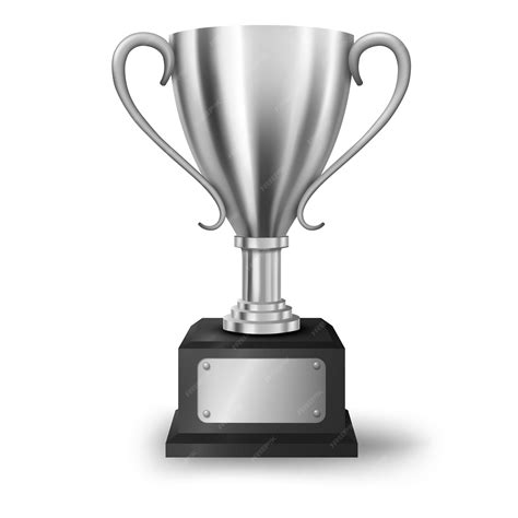 Premium Vector Realistic Silver Trophy Isolated With Text Space