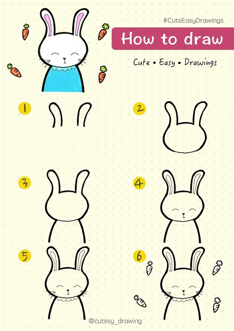 How To Draw Cute Bunny Rabbit Step By Step Tutorial Kawaii Drawings
