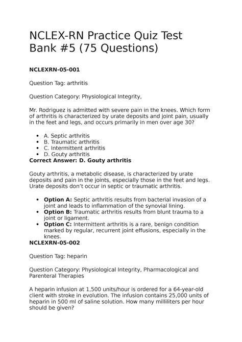 Nclex-RN Practice Quiz Test Bank #5 - NCLEX-RN Practice Quiz Test Bank